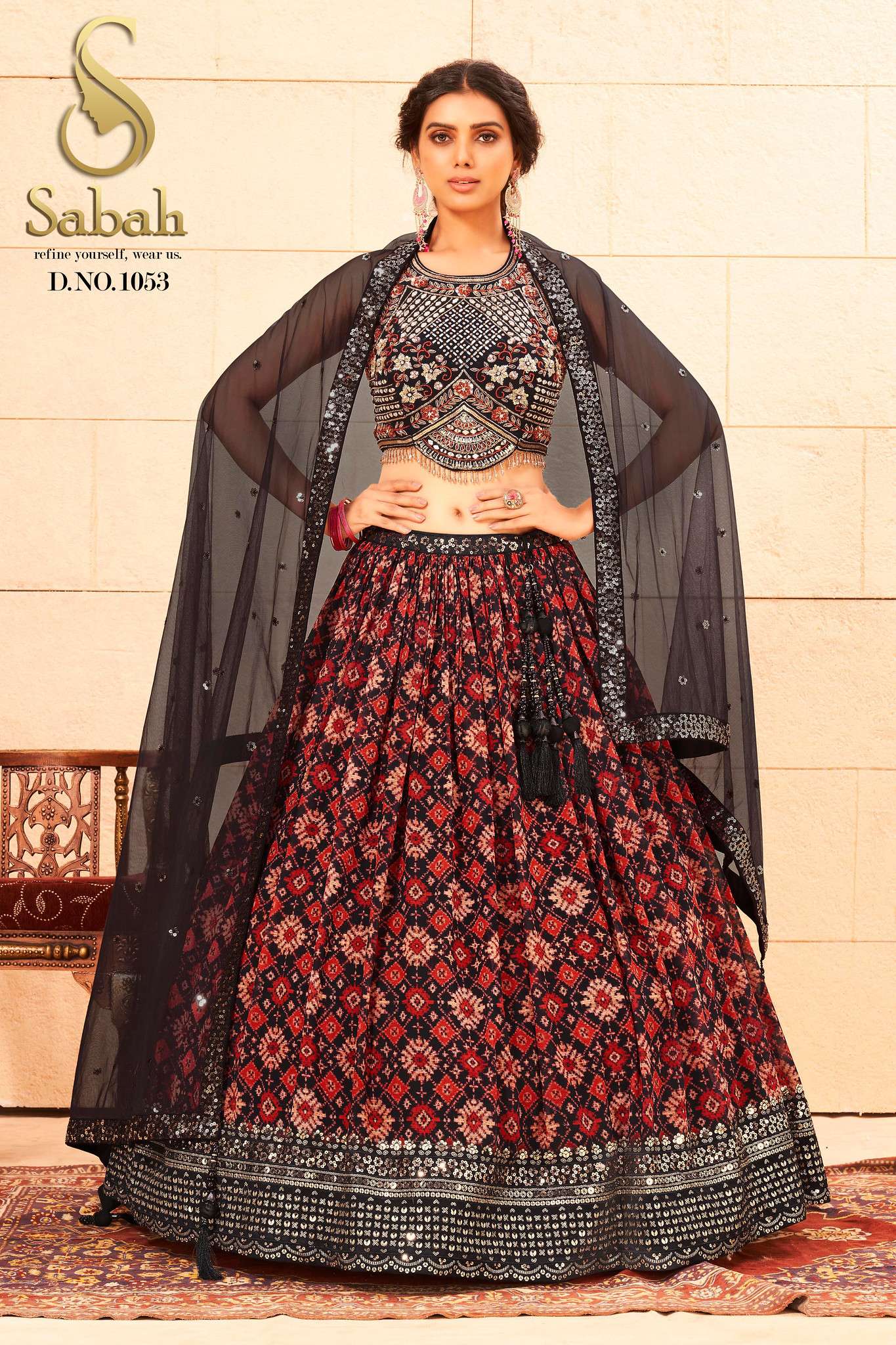 NAYAB BY SABAH 1051 TO 1059 SERIES NET FAUX GEORGETTE HEAVY WORK BRIDAL LEHENGAS