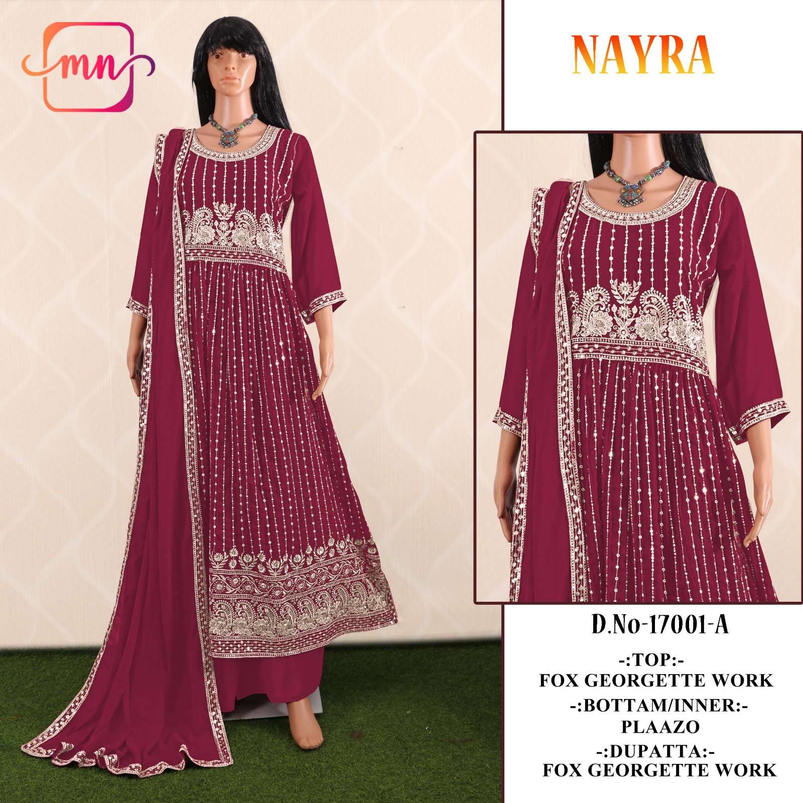 NAYRA VOL-10 BY MAHERA NX 17001-A TO 17001-D SERIES FAUX GEORGETTE WORK STITCHED DRESSES