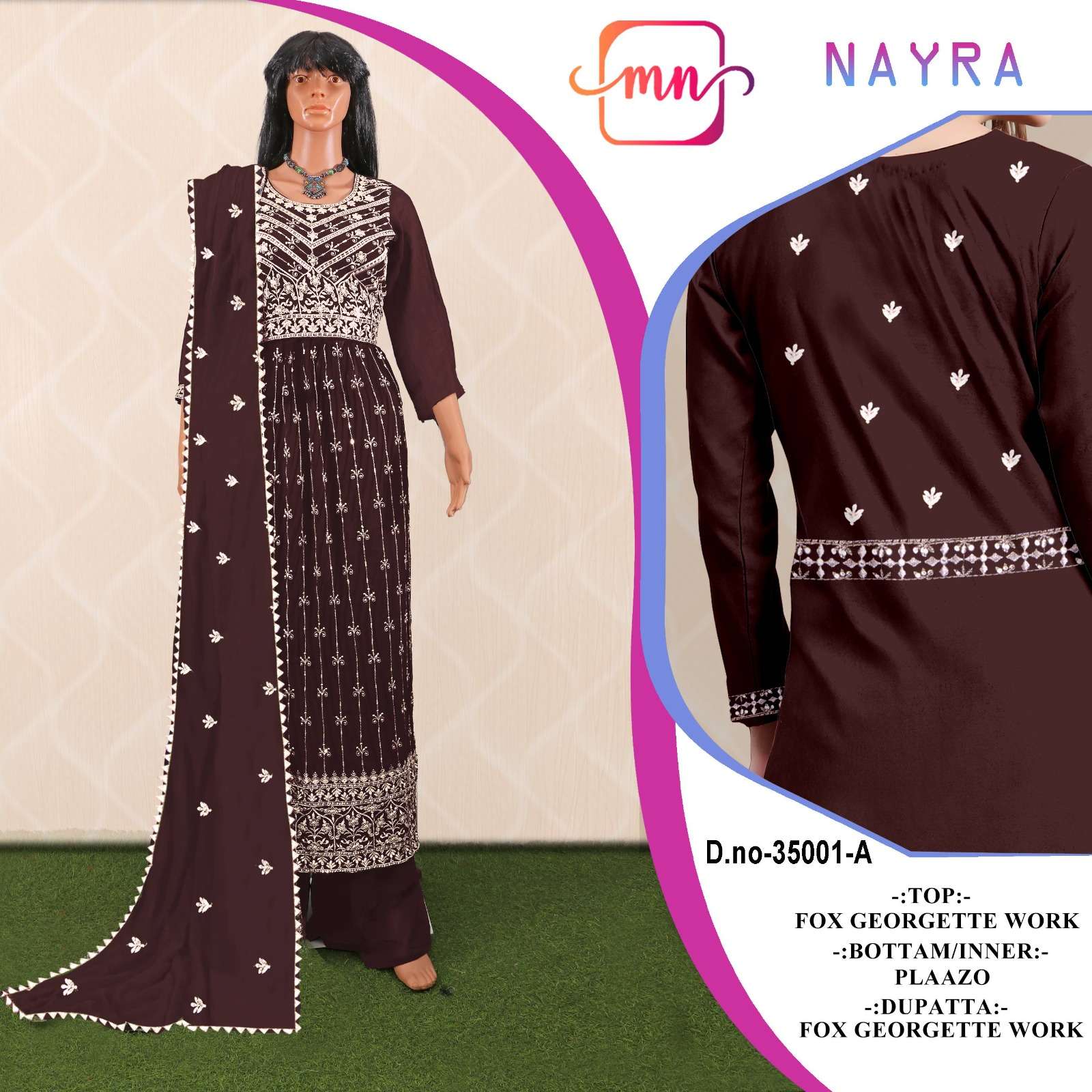 NAYRA VOL-3 BY MAHERA NX 35001-A TO 35001-D SERIES FAUX GEORGETTE WORK STITCHED DRESSES