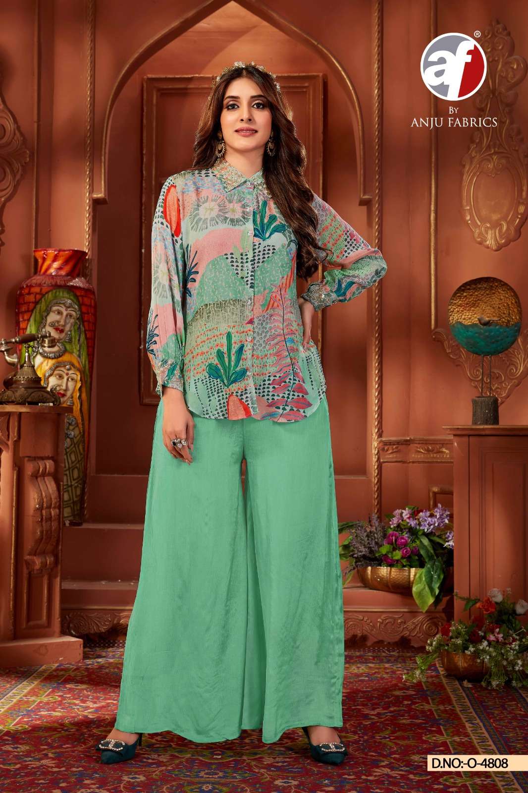 NEW DESIGNS BY ANJU FABRICS 4808 TO 4811 SERIES PURE CHINON CHIFFON SHIRT & PALAZZO