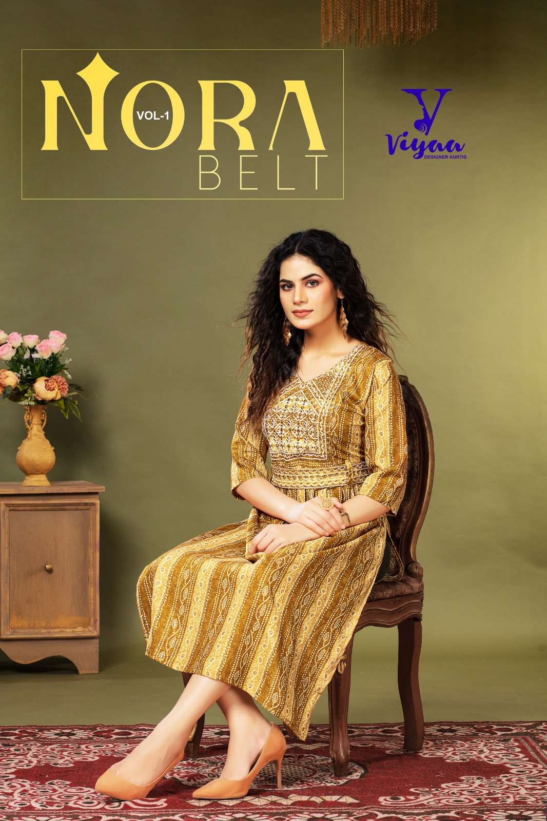 NOORA BELT VOL-1 BY VIYAA DESIGNER 101 TO 106 SERIES RAYON FOIL PRINT KURTIS