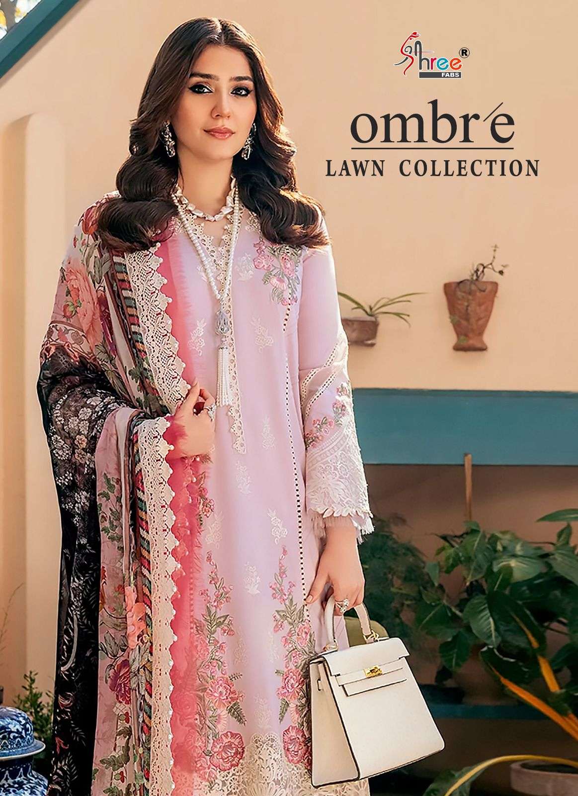 OMBRE LAWN COLLECTION BY SHREE FABS 3069 TO 3076 SERIES LAWN WORK PAKISTANI DRESSES