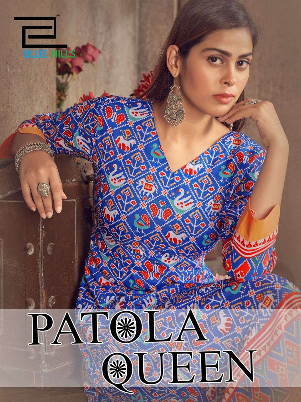 PATOLA QUEEN BY BLUE HILLS 1001 TO 1004 SERIES MUSLIN PRINT LONG KURTIS