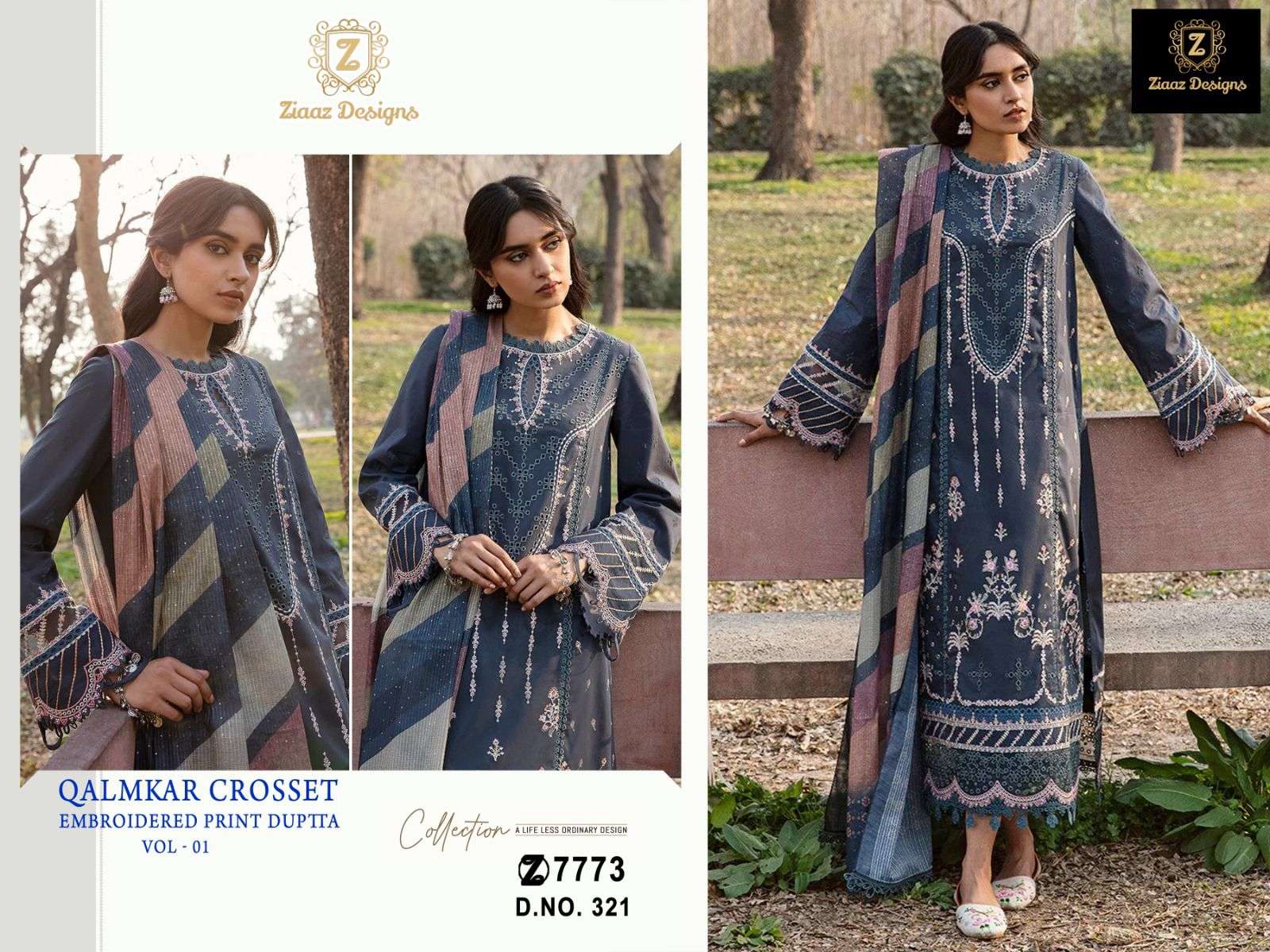 QALAMKAR 321 HIT DESIGN BY ZIAAZ DESIGNS COTTON EMBRODIERY PAKISTANI DRESS