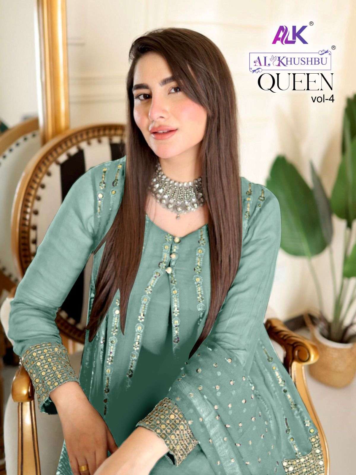 QUEEN VOL-4 BY AL KHUSHBU 4008-L TO 4008-O SERIES GEORGETTE EMBRODIERY DRESSES