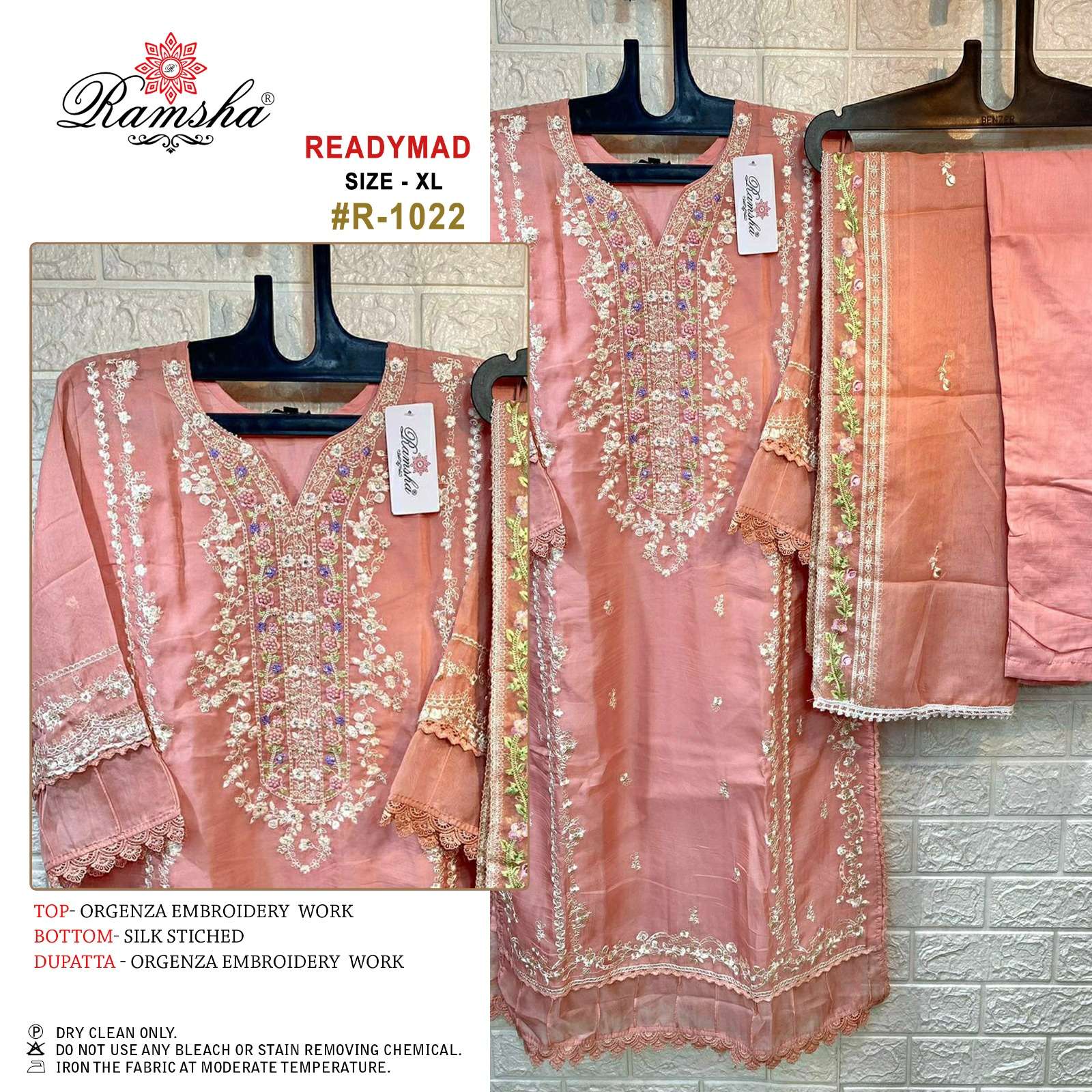 R-1022 COLOURS BY RAMSHA ORGANZA EMBROIDERY PAKISTANI STITCHED DRESSES