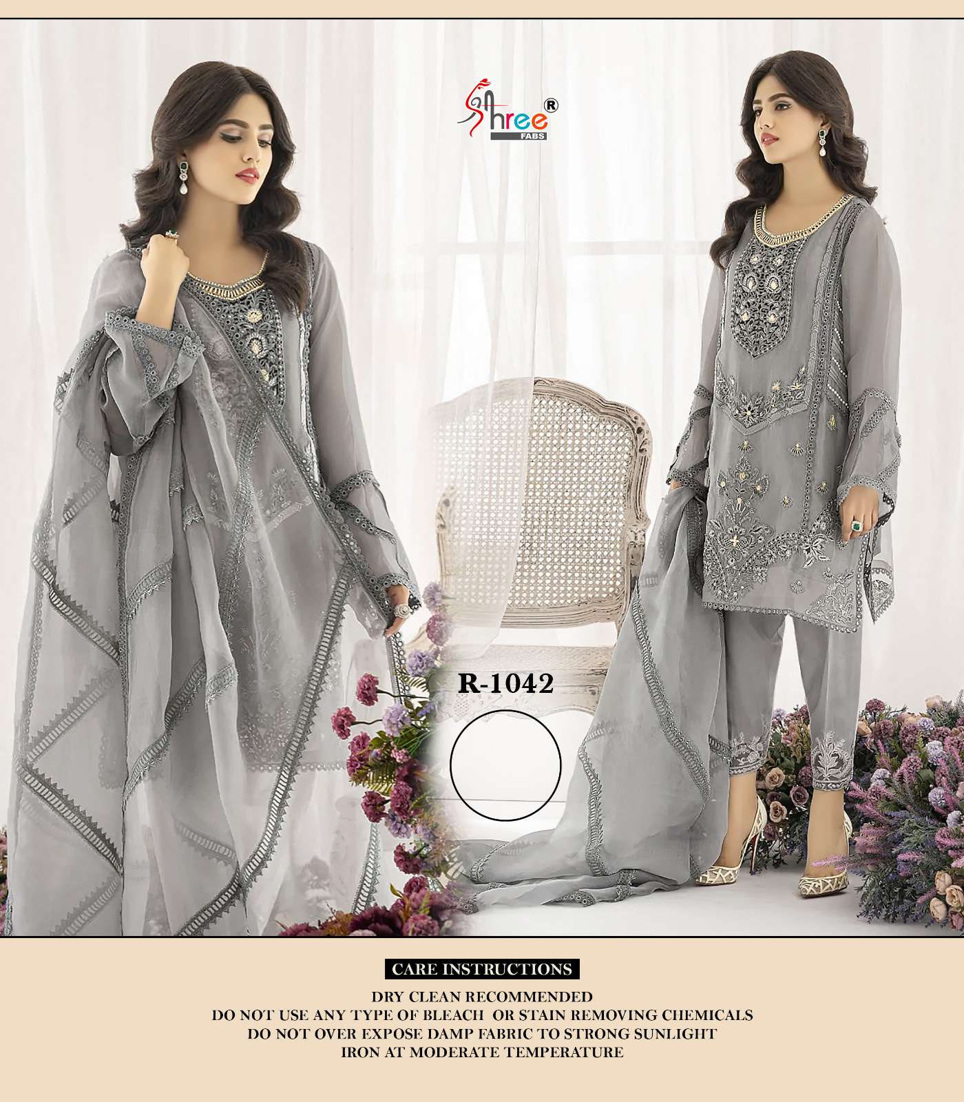 R-1042 HIT DESIGN BY SHREE FABS ORGANZA EMBRODIERY PAKISTANI DRESS