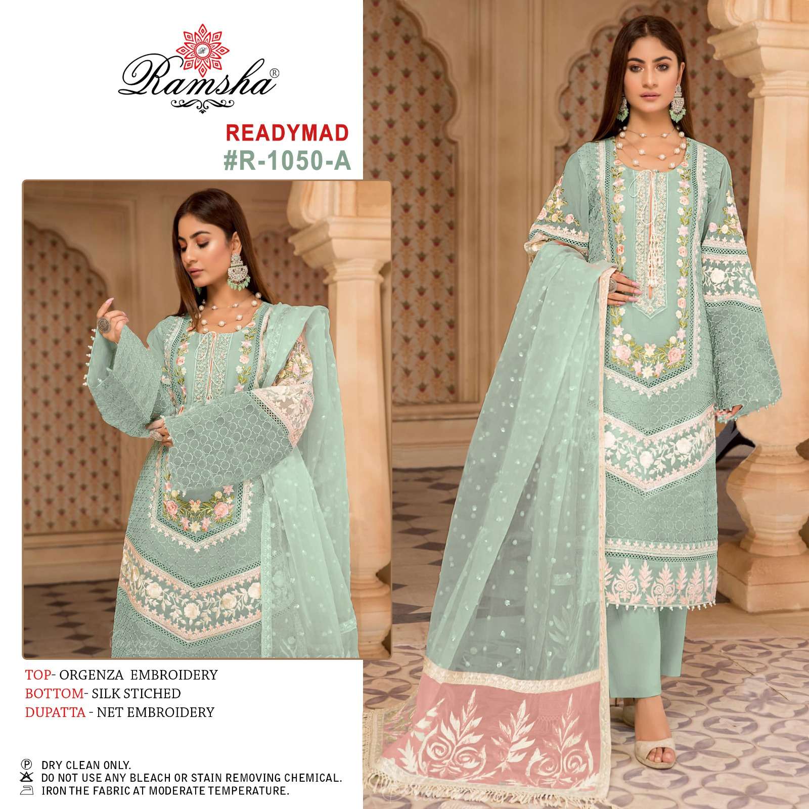 R-1050 COLOURS BY RAMSHA ORGANZA EMBROIDERY PAKISTANI STITCHED DRESSES