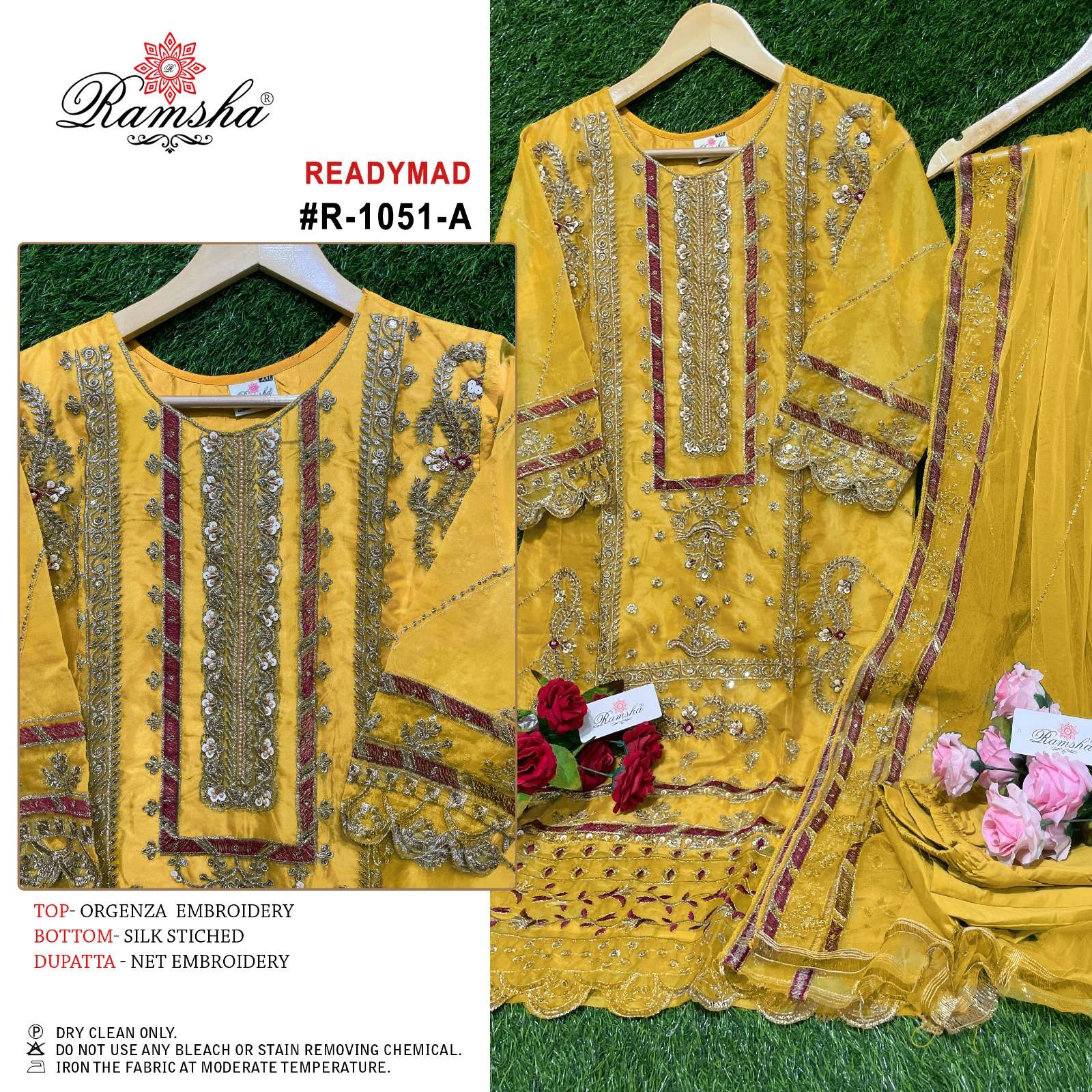 R-1051 NX BY RAMSHA ORGANZA EMBROIDERY STITCHED PAKISTANI DRESSES