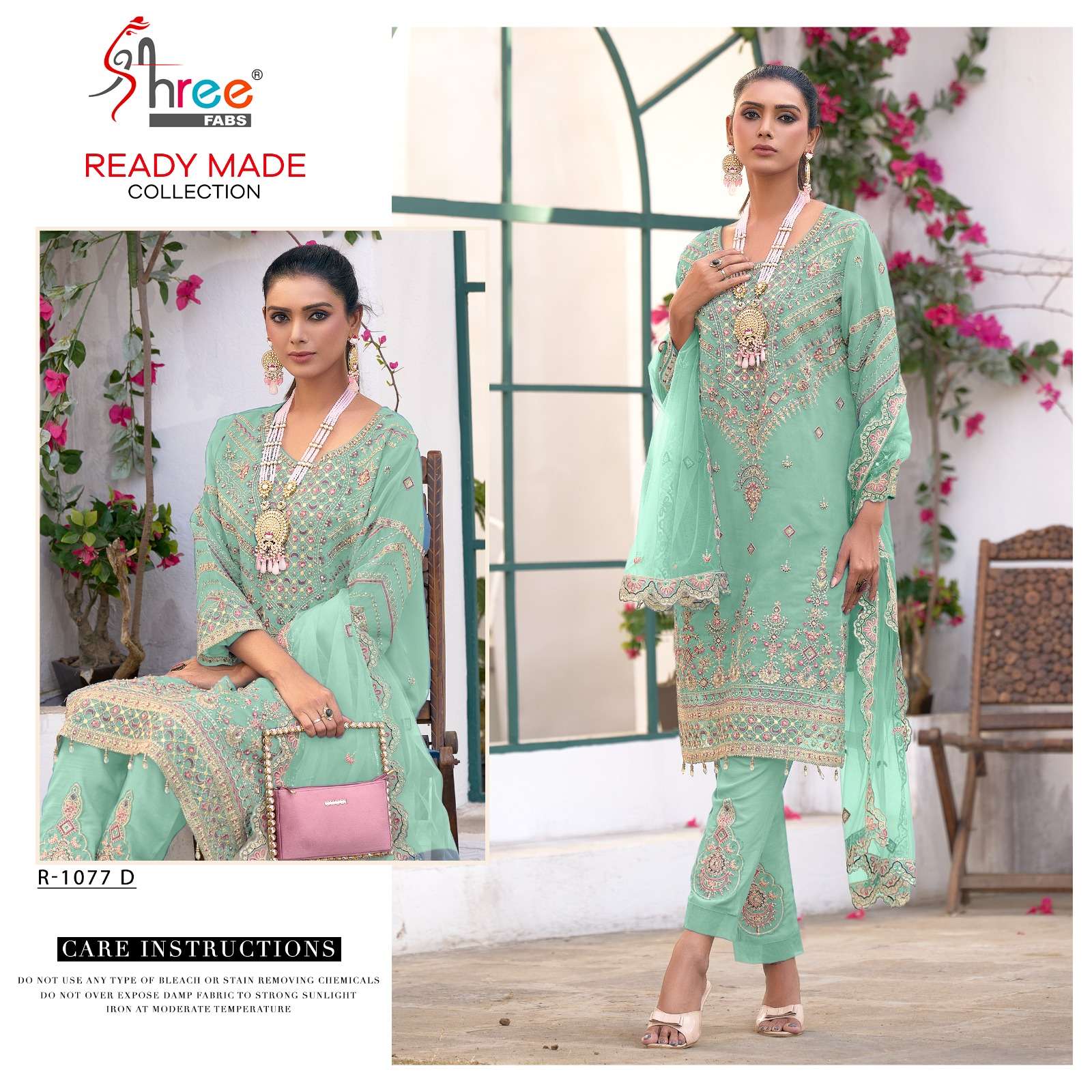 R-1077 COLOURS BY SHREE FABS 1077-D TO 1077-G SERIES ORGANZA EMBROIDERY STITCHED DRESSES