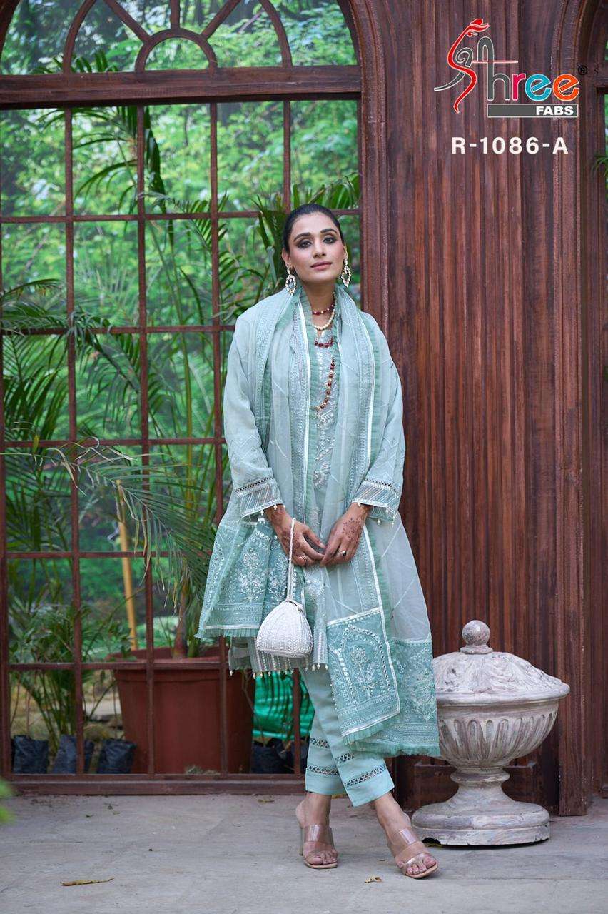 R-1086 NX BY SHREE FABS ORGANZA HEAVY WORK PAKISTANI STITCHED DRESSES