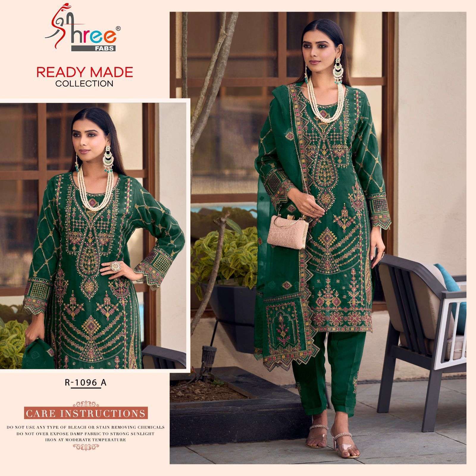 R-1096 COLOURS BY SHREE FABS 1096-A TO 1096-F SERIES ORGANZA EMBROIDERY STITCHED DRESSES