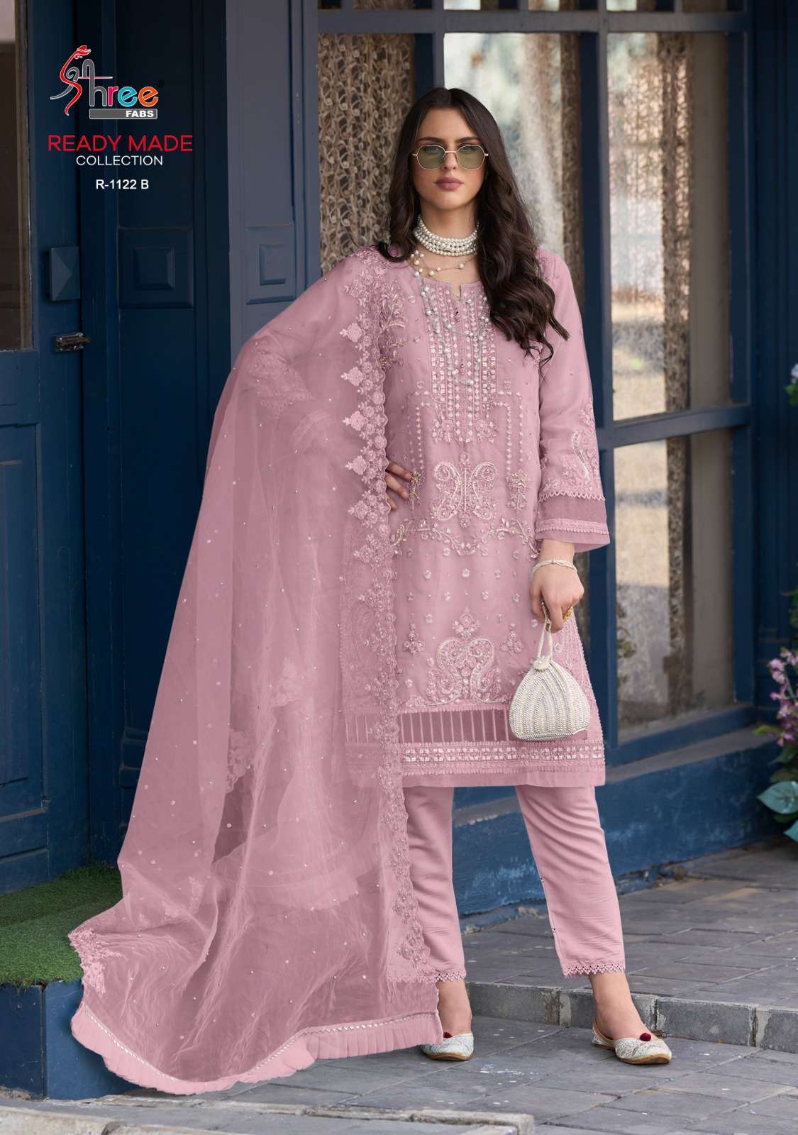 R-1122 NX BY SHREE FABS ORGANZA EMBROIDERY PAKISTANI STITCHED DRESSES