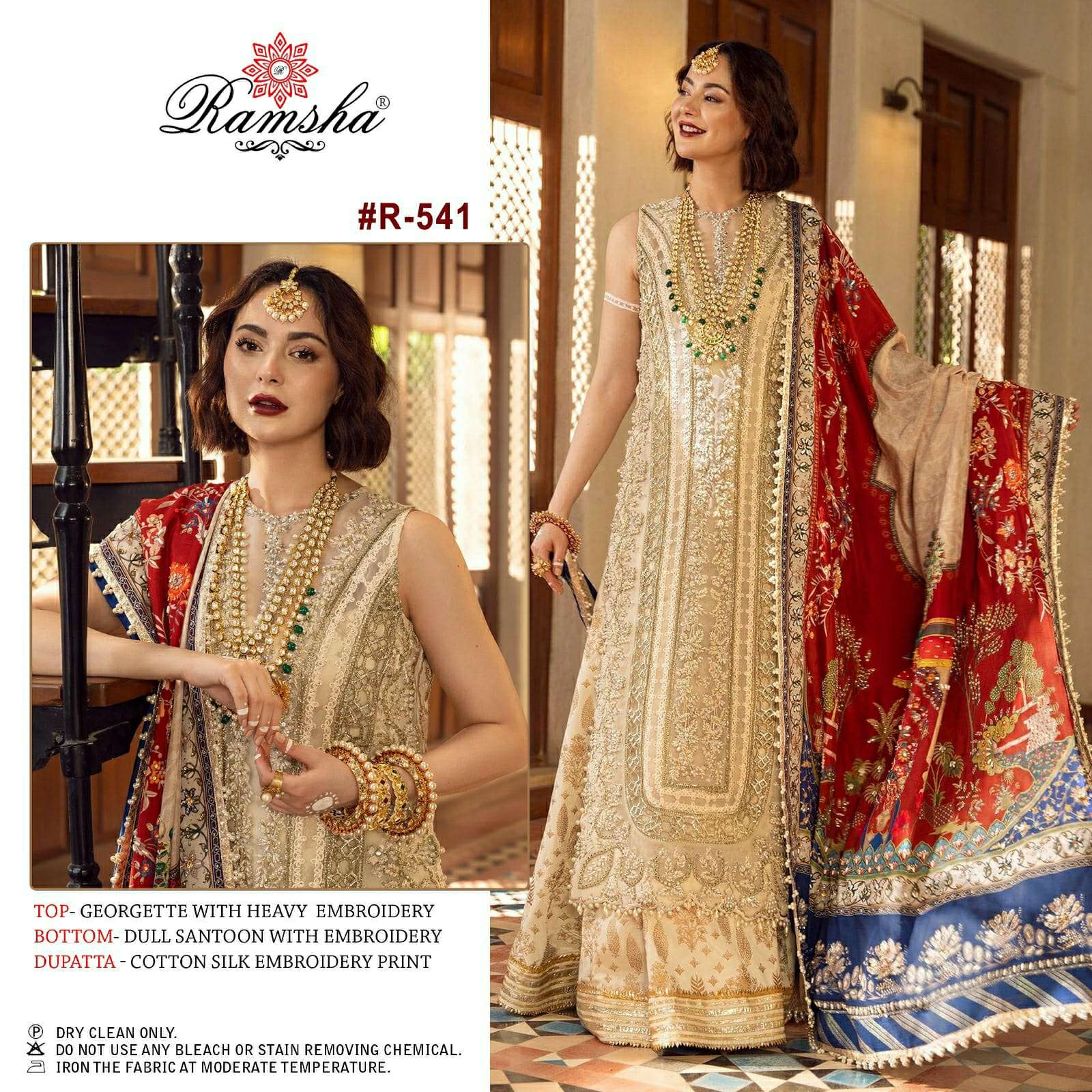 R-541 HIT DESIGN BY RAMSHA GEORGETTE EMBROIDERY PAKISTANI DRESS