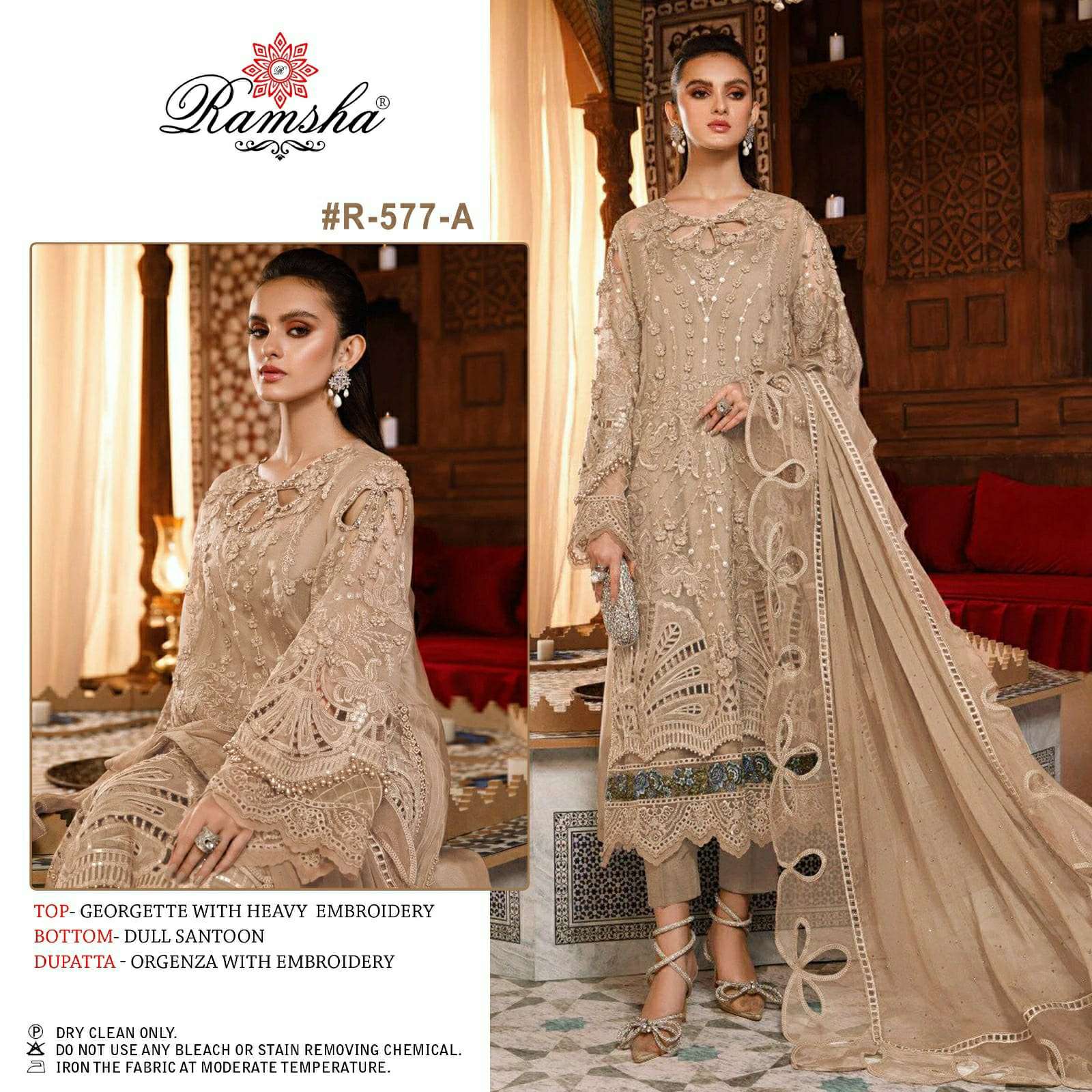 R-577 NX BY RAMSHA 577-A TO 577-D SERIES GEORGETTE EMBRODIERY PAKISTANI DRESSES