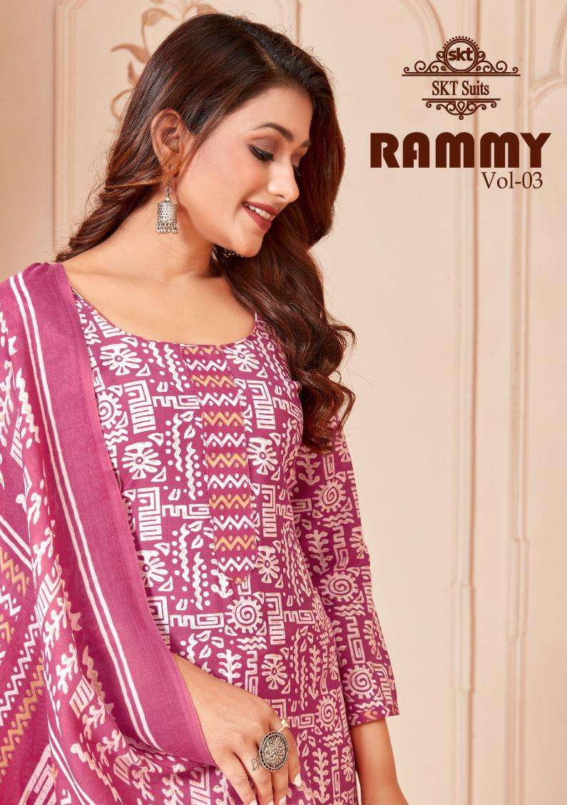 RAMMY VOL-3 BY SKT SUITS 3001 TO 3012 SERIES SOFT COTTON PRINT DRESSES