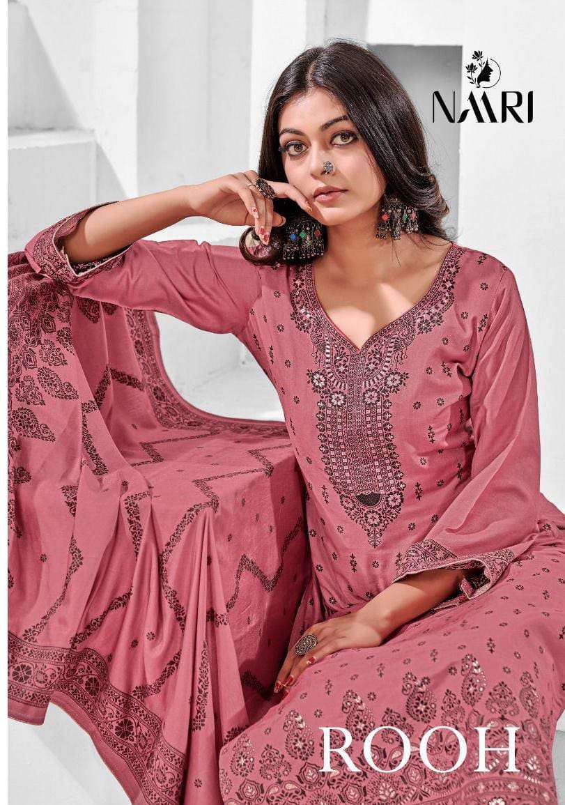 ROOH BY NAARI 8701 TO 8704 SERIES MUSLIN JACQUARD WORK DRESSES