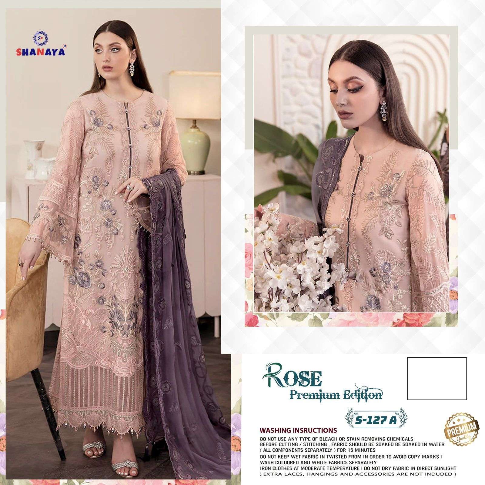 ROSE PREMIUM EDITION S-127 COLOURS BY SHANAYA FASHION 127-A TO 217-D SERIES FAUX GEORGETTE DRESSES