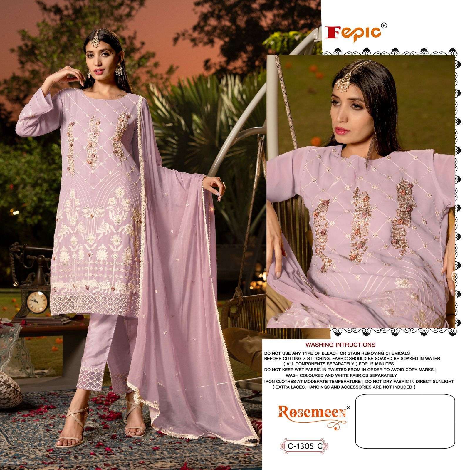 ROSEMEEN 1305 COLOURS BY FEPIC 1305-B TO 1305-F SERIES GEORGETTE PAKISTANI DRESSES