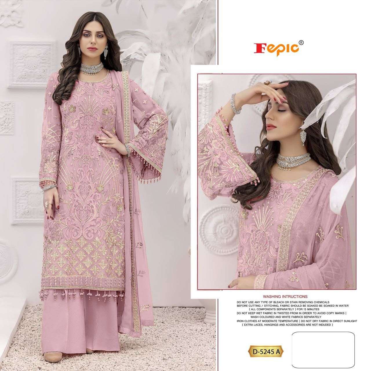 ROSEMEEN 5245 COLOURS BY FEPIC 5245-A TO 5245-E SERIES GEORGETTE PAKISTANI DRESSES