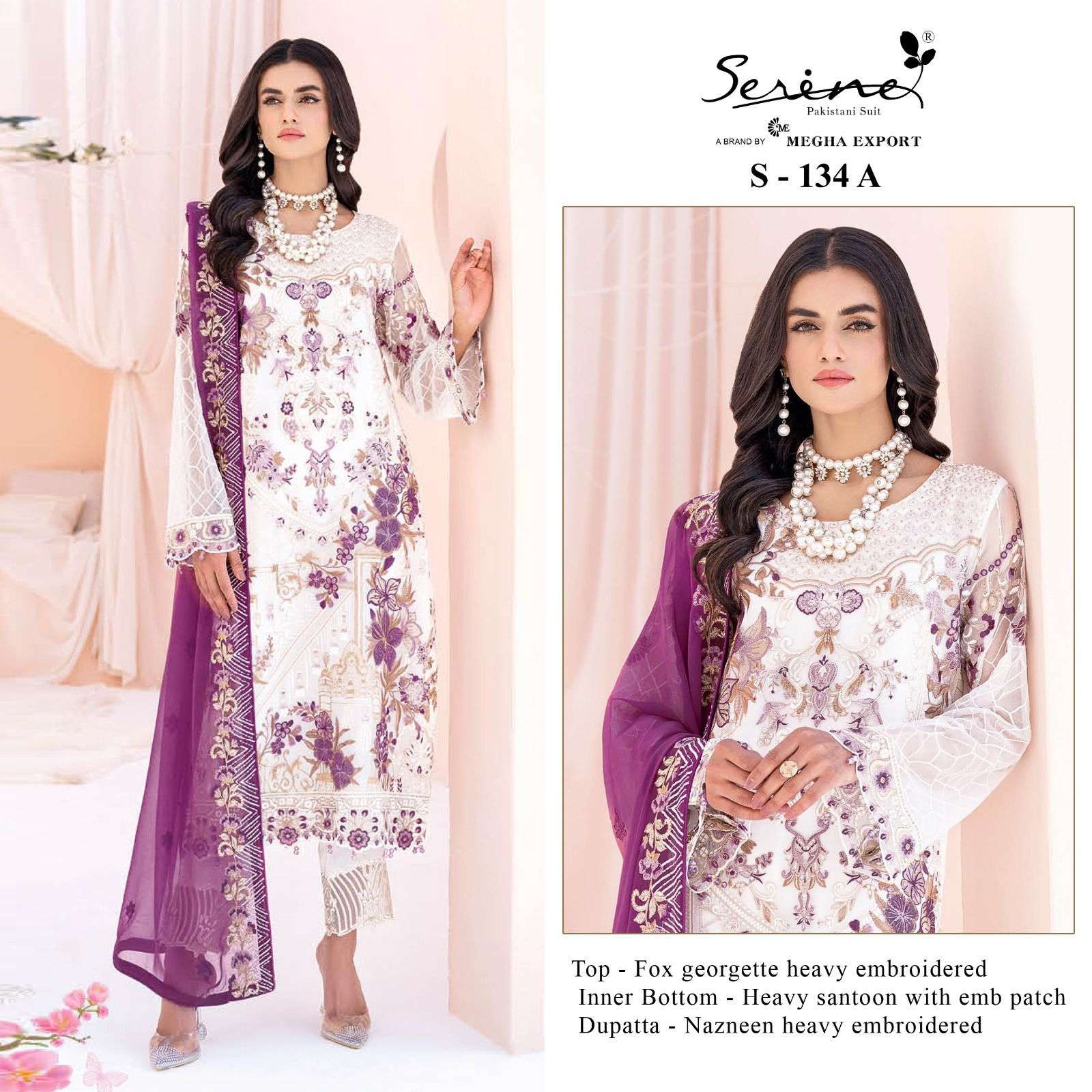 S-134 COLOURS BY SERINE 134-A TO 134-D SERIES FAUX GEORGETTE WORK PAKISTANI DRESSES