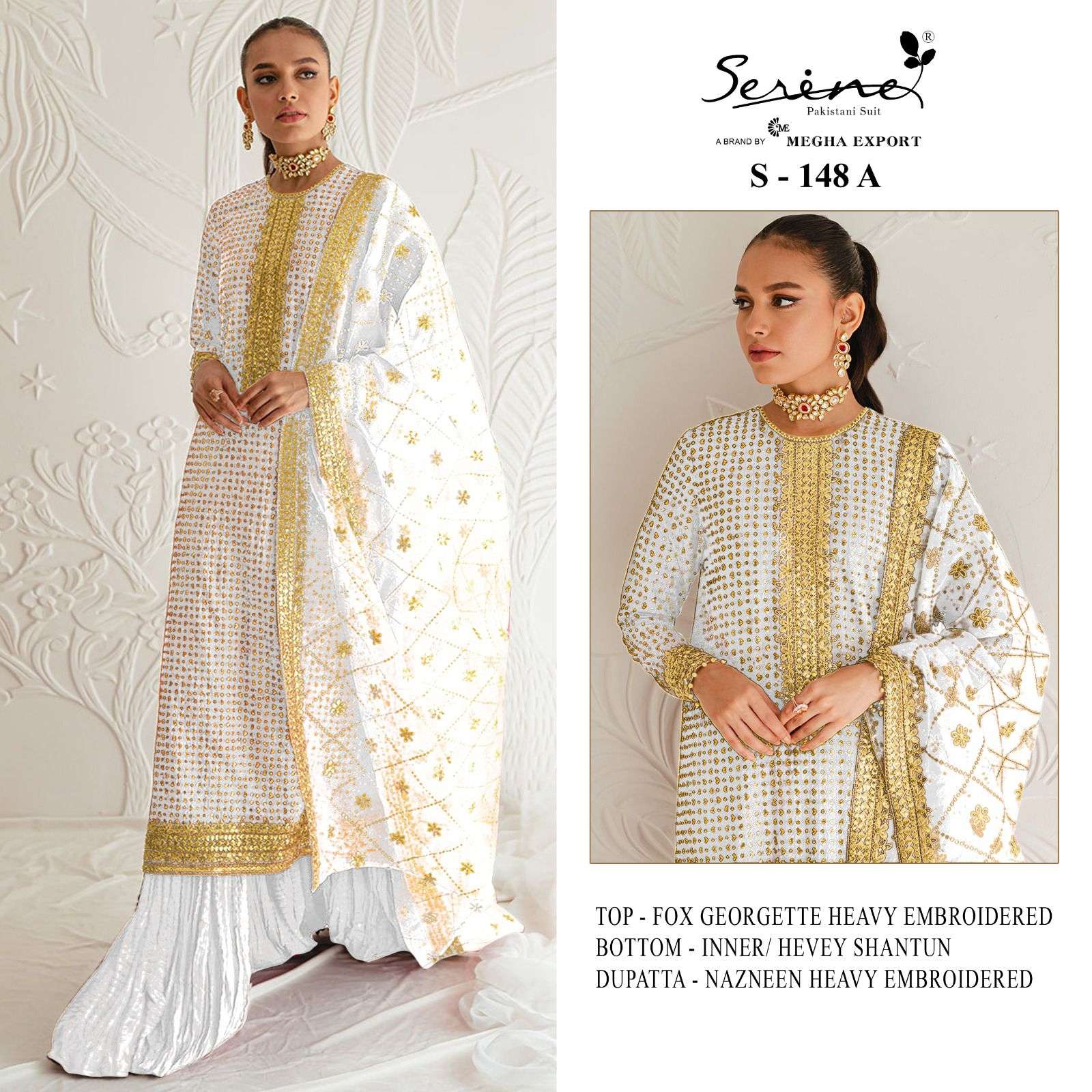 S-148 COLOURS BY SERINE 148-A TO 148-C SERIES FAUX GEORGETTE EMBRODIERY PAKISTANI DRESSES