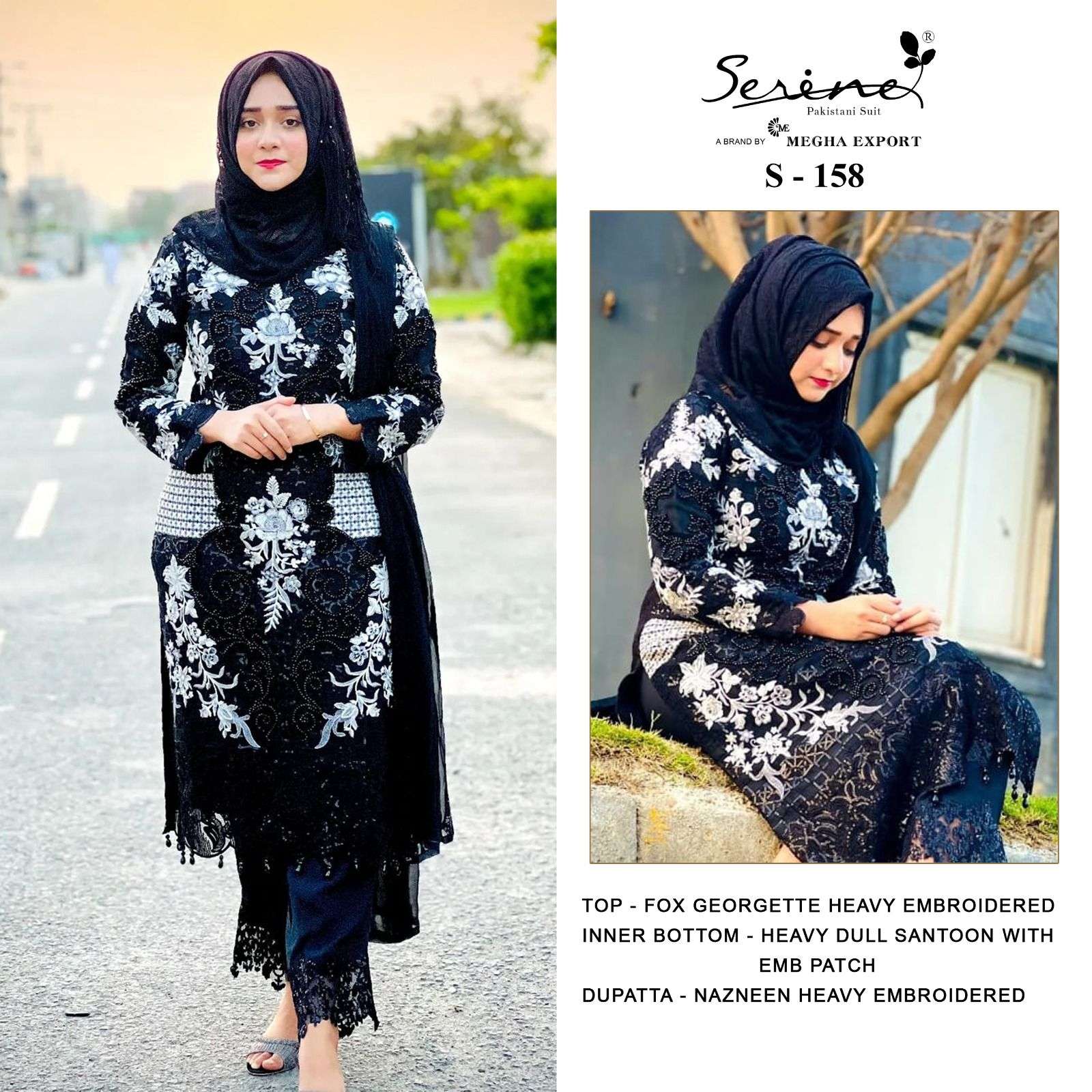 S-158 HIT DESIGN BY SERINE FAUX GEORGETTE EMBRODIERY WORK PAKISTANI DRESS