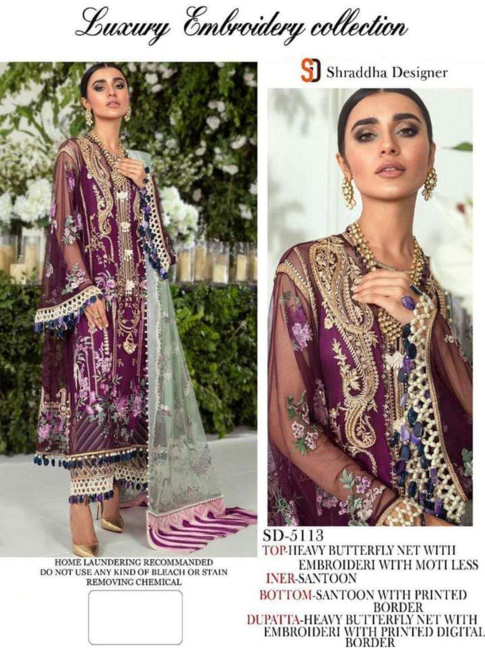 SD-5113 HIT DESIGN BY SHRADDHA DESIGNER BUTTERFLY NET EMBROIDERY PAKISTANI DRESS