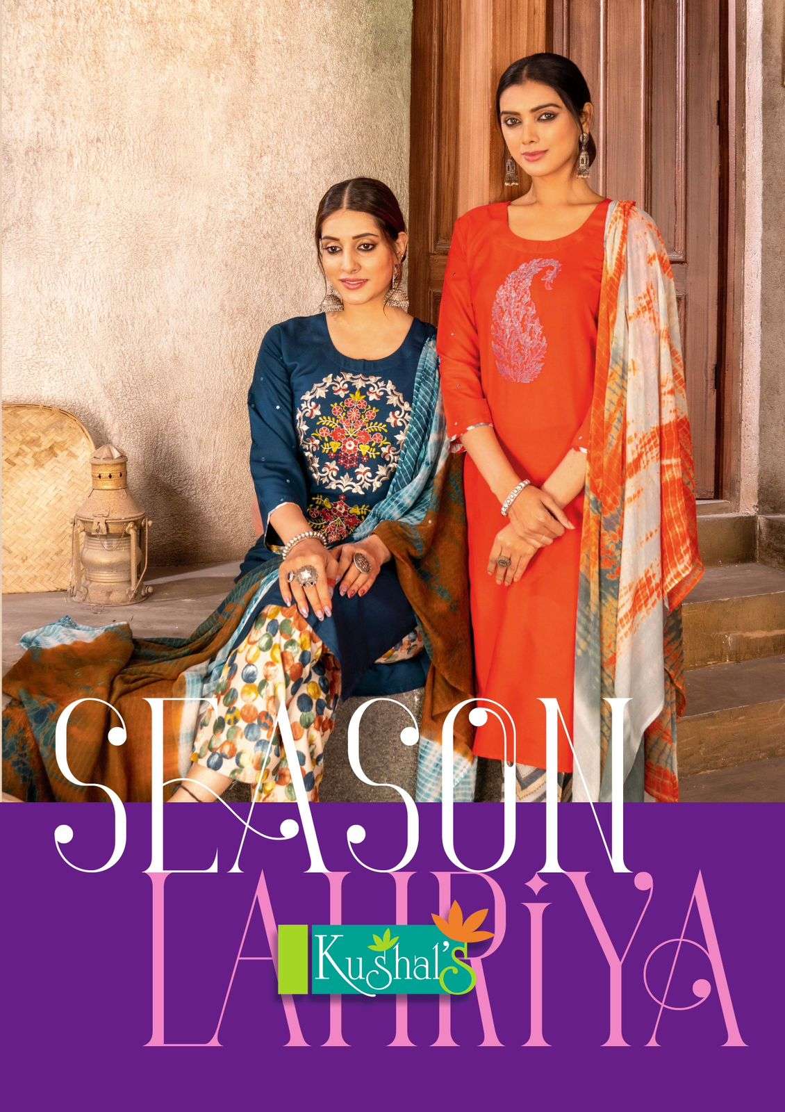 SEASON LAHRIYA BY KUSHALS 22001 TO 22010 SERIES RAYON EMBRODIERY WORK STITCHED DRESSES