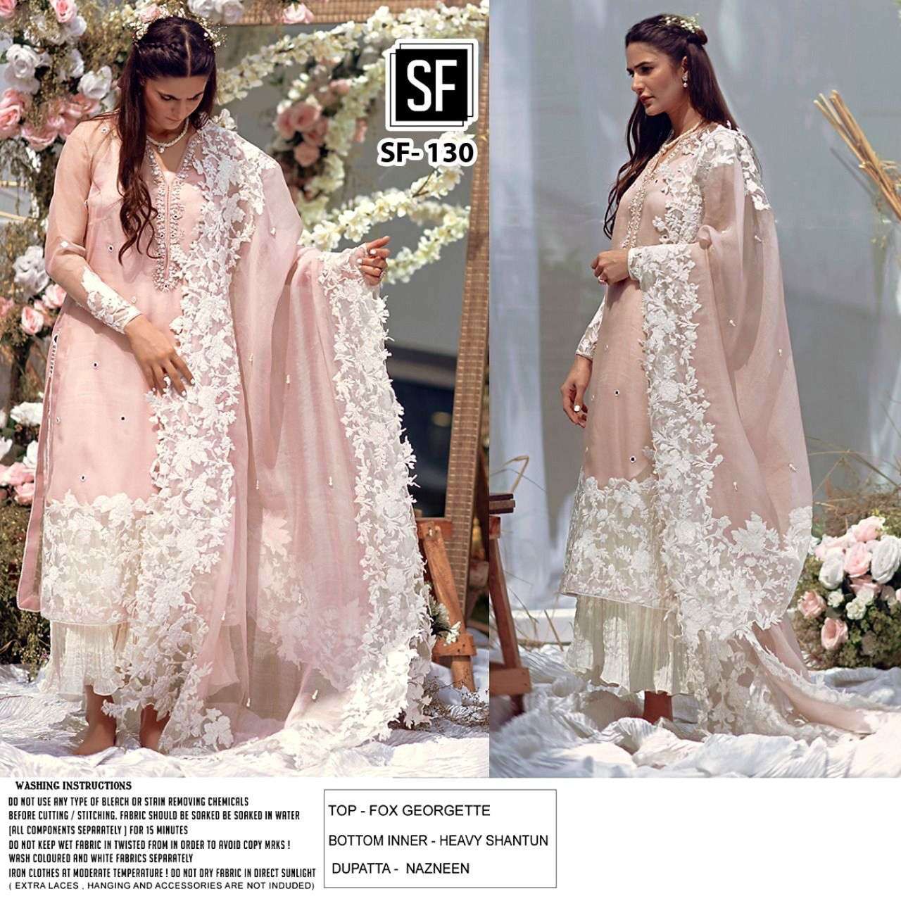 SF-130 NX BY SF FASHION FAUX GEORGETTE EMBRODIERY PAKISTANI DRESSES