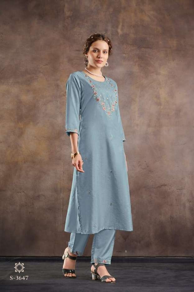 SHAMITA BY AQSAWHOLESALE 3645 TO 3648 SERIES PARAMPARA SILK EMBROIDERY KURTI & PANTS