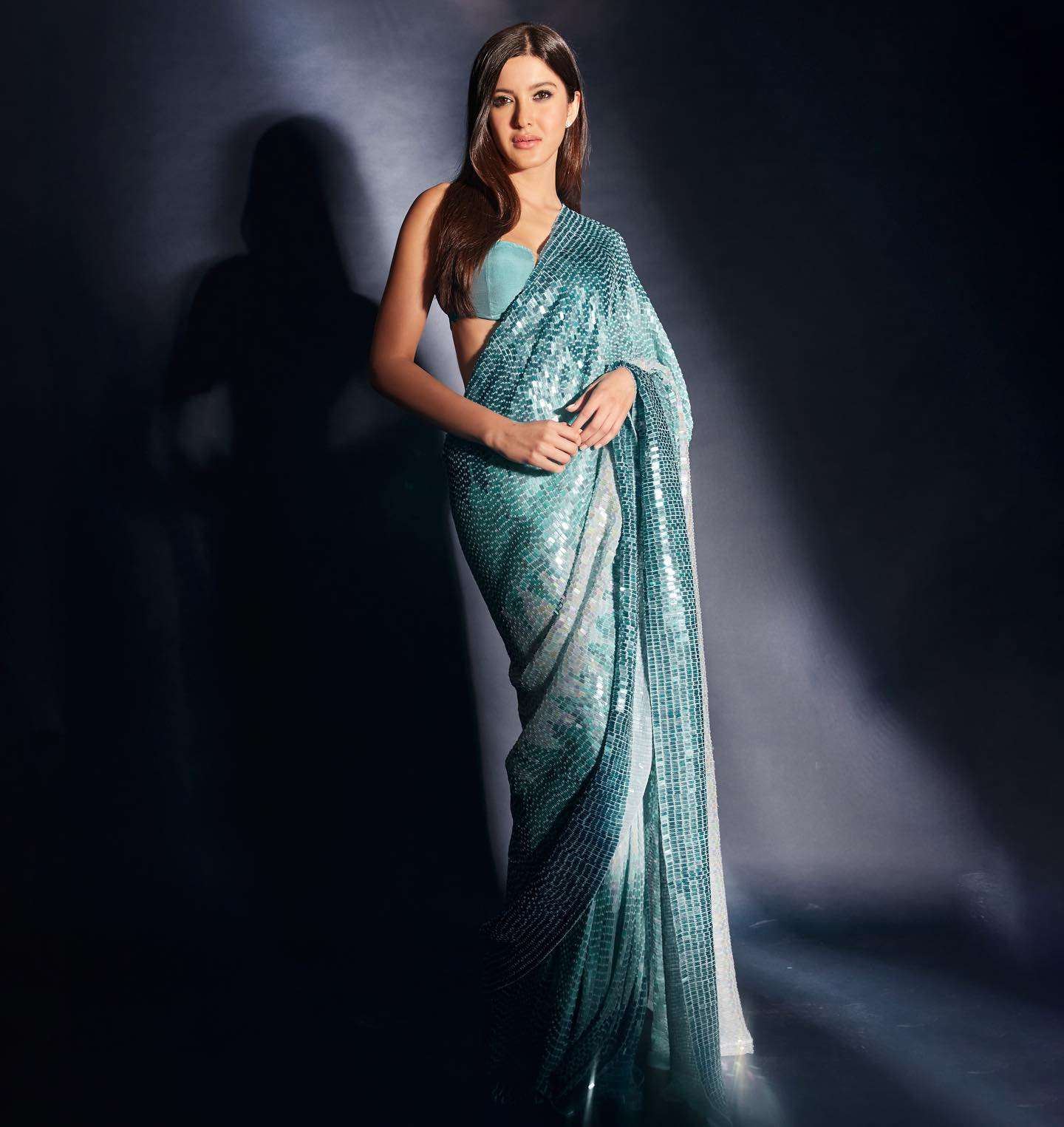 SHANAYA BY AQSAWHOLESALE GEORGETTE PRINT SEQUENCE WORK SAREE