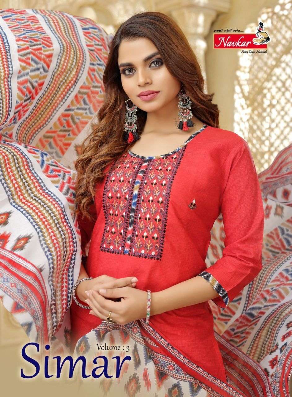 SIMAR VOL-3 BY NAVKAR 301 TO 310 SERIES LAWN COTTON PRINT STITCHED DRESSES