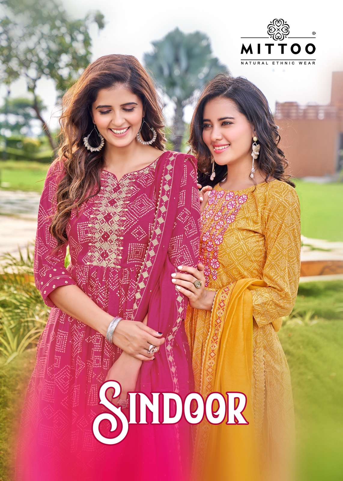 SINDOOR BY MITTOO 1001 TO 1004 SERIES CHANDERI VISCOSE WORK STITCHED DRESSES