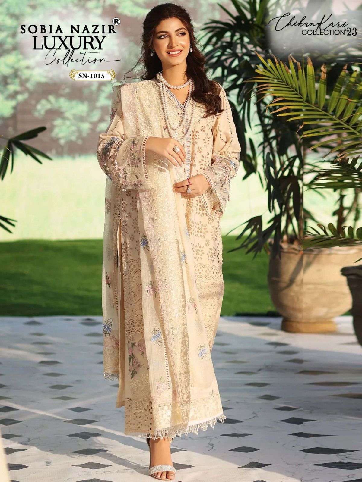 SN-1015 HIT DESIGN BY AQSAWHOLESALE LAWN EMBROIDERY CHIKANKARI PAKISTANI DRESS