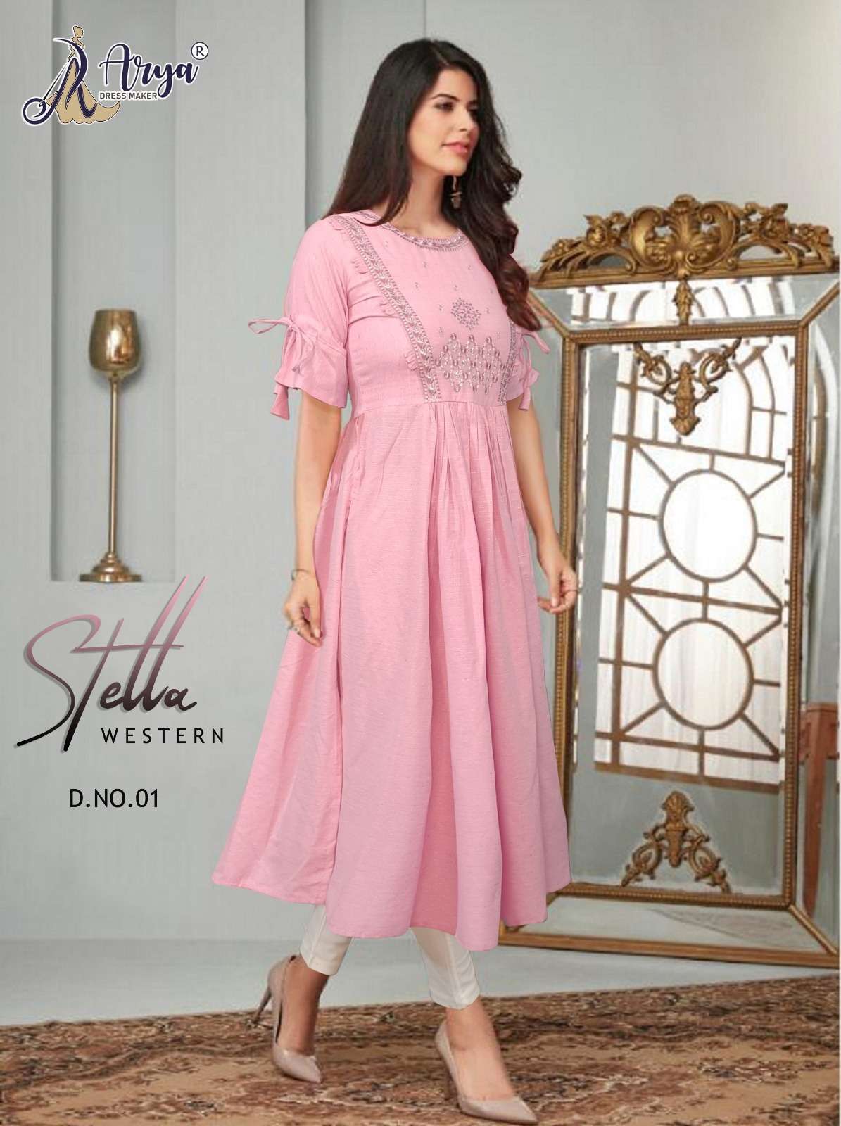 STELLA WESTERN BY ARYA DRESS MAKER 01 TO 06 SERIES COTTON EMBROIDERY KURTIS