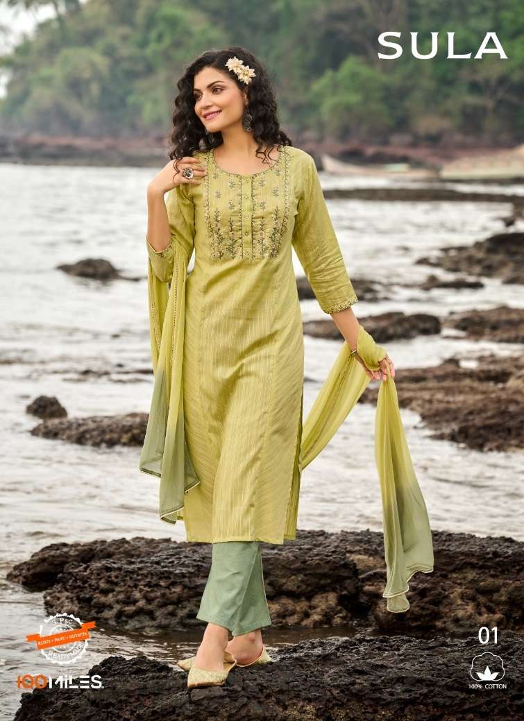 SULA BY 100 MILES 01 TO 04 SERIES PURE COTTON EMBROIDERY STITCHED DRESSES