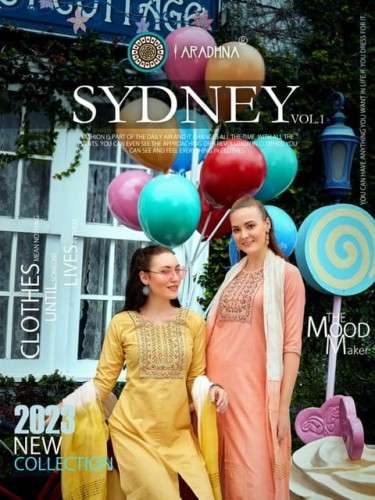 SYDNEY VOL-1 BY ARADHNA 1001 TO 1006 SERIES COTTON EMBROIDERY KURTI & DUPATTA