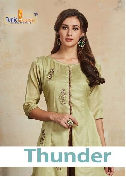 THUNDER BY TUNIC HOUSE 2151 TO 2411 SERIES SOFT SILK HAND WORK KURTIS