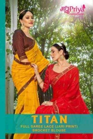 TITAN BY MADHUPRIYA 70101 TO 70108 SERIES FANCY JACQUARD WORK SAREES