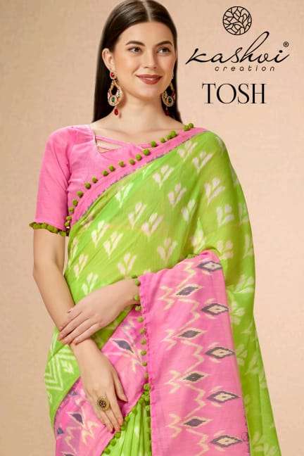 TOSH BY KASHVI CREATION 77001 TO 77010 SERIES LINEN SILK PRINT SAREES