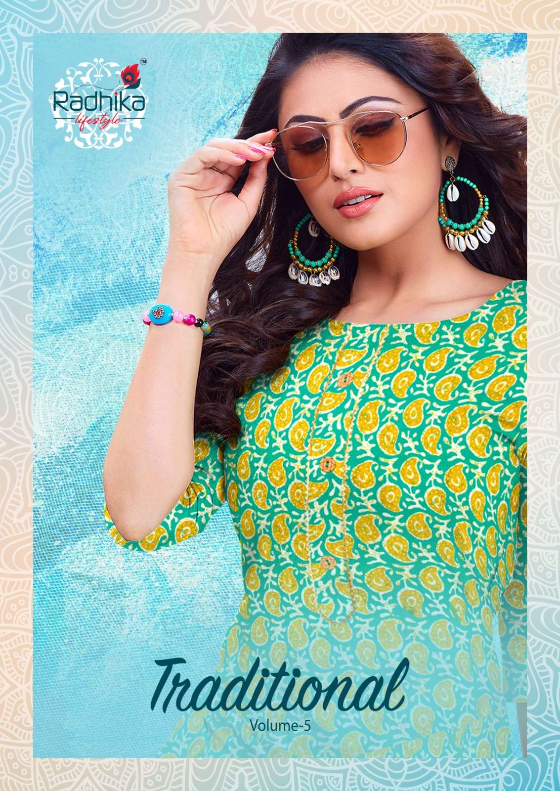 TRADITIONAL VOL-5 BY RADHIKA LIFESTYLE 5001 TO 5010 SERIES COTTON PRINT KURTIS