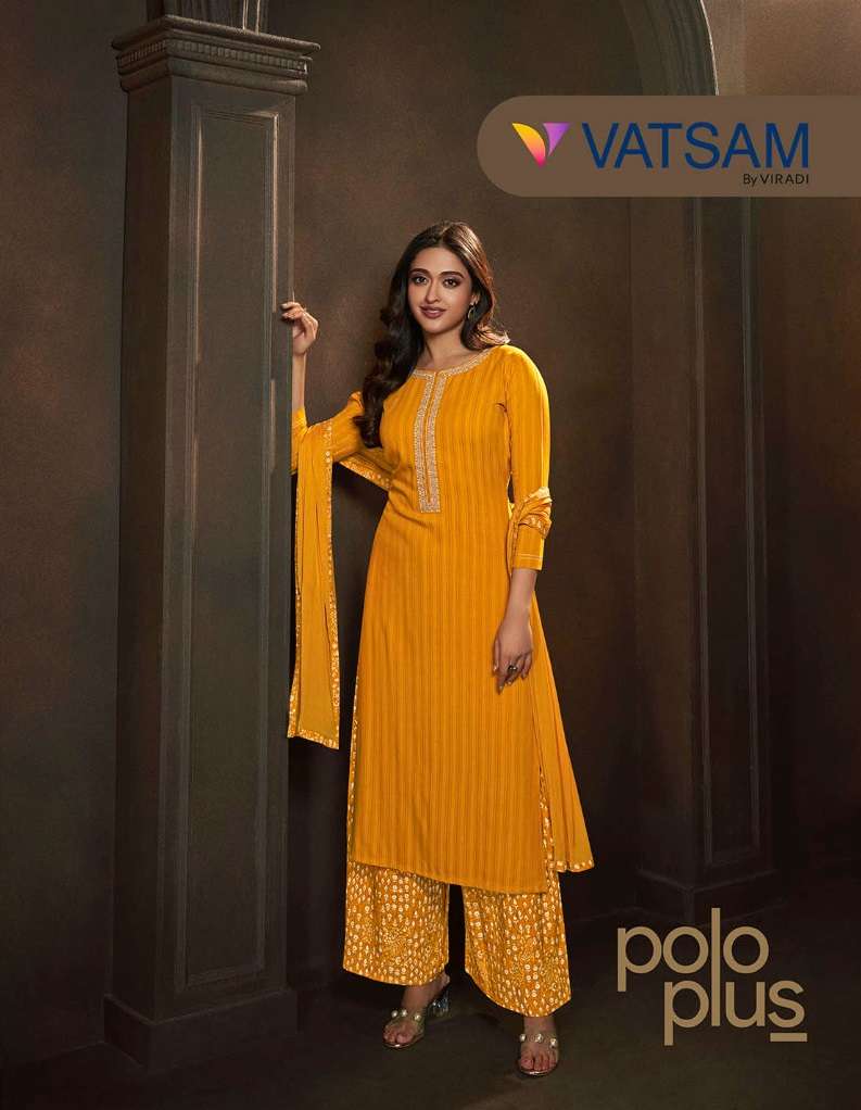 VATSAM POLO PLUS BY VIRADI 331 TO 336 SERIES RAYON EMBRODIERY STITCHED DRESSES