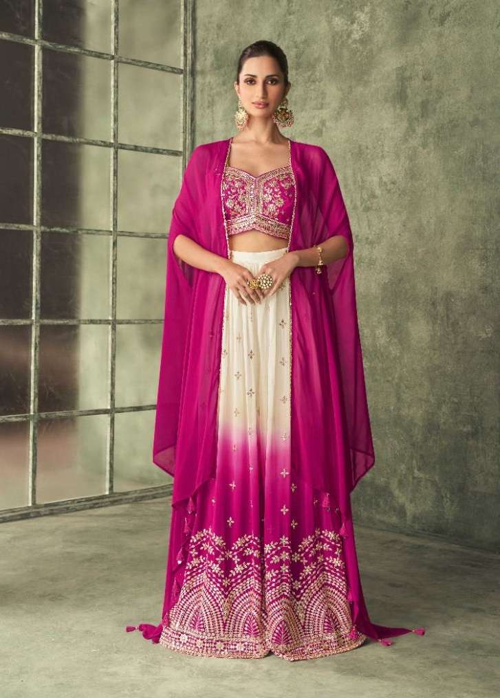 WEDDING ATTIRES BY SAYURI REAL GEORGETTE SILK WORK BRIDAL STITCHED LEHENGAS