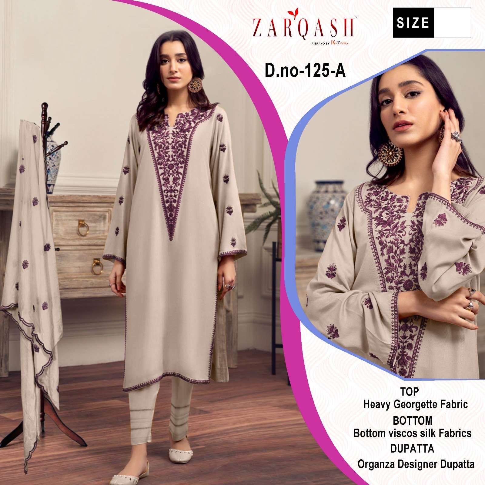 Z-125 NX BY ZARQASH 125-A TO 125-B SERIES FAUX GEORGETTE WORK STITCHED PAKISTANI DRESSES