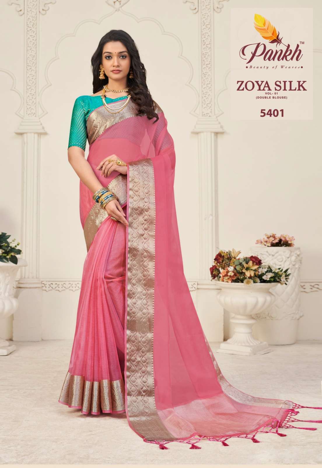 ZOYA SILK BY PANKH 5401 TO 5408 SERIES SOFT ORGANZA SILK ZARI WORK SAREES