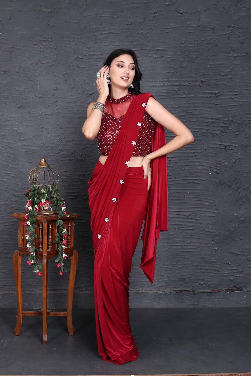 A-10768 COLOURS BY AMOHA IMPORTED DIAMOND SEQUENCE WORK STITCHED SAREES