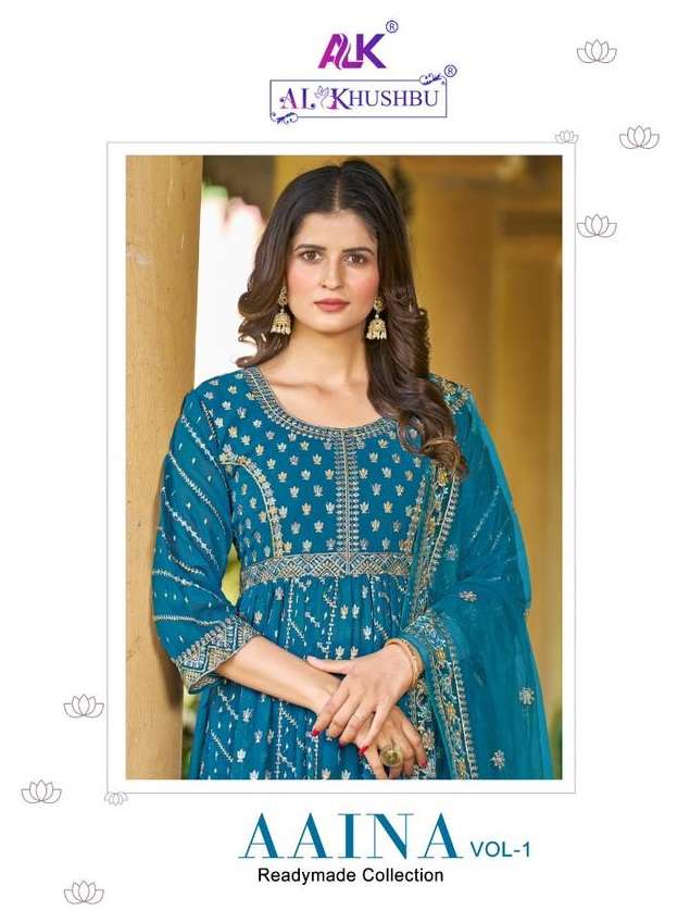 AAINA VOL-1 BY AL KHUSHBU 100016 TO 100018 SERIES FAUX GEORGETTE WORK STITCHED DRESSES