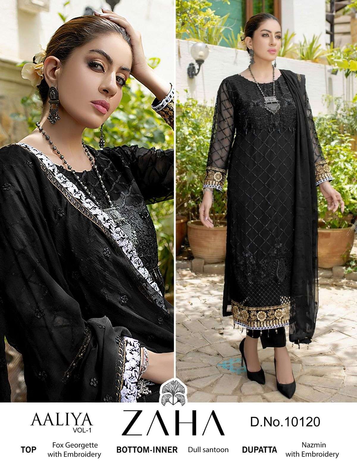 AALIYA 10120 HIT DESIGN BY ZAHA GEORGETTE EMBROIDERY PAKISTANI DRESS