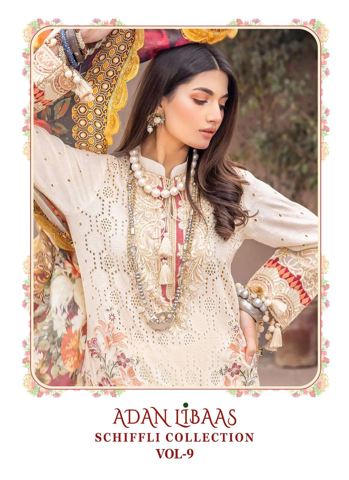 ADAN LIBAAS SCHIFFLI COLLECTION VOL-9 BY SHREE FABS 3001 TO 3007 SERIES COTTON PAKISTANI DRESSES